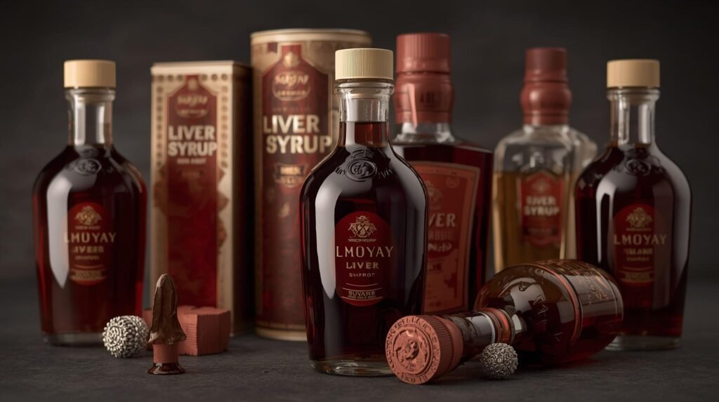 create an best classic image of liver syrup with and with out packing (2)