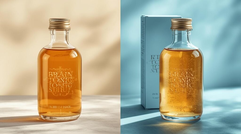 create an best image of brain tonic or syrup with and with out packing (1)
